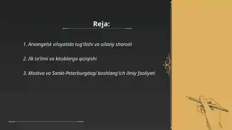 Lomonosovning hayoti va ilmiy faoliyati 2