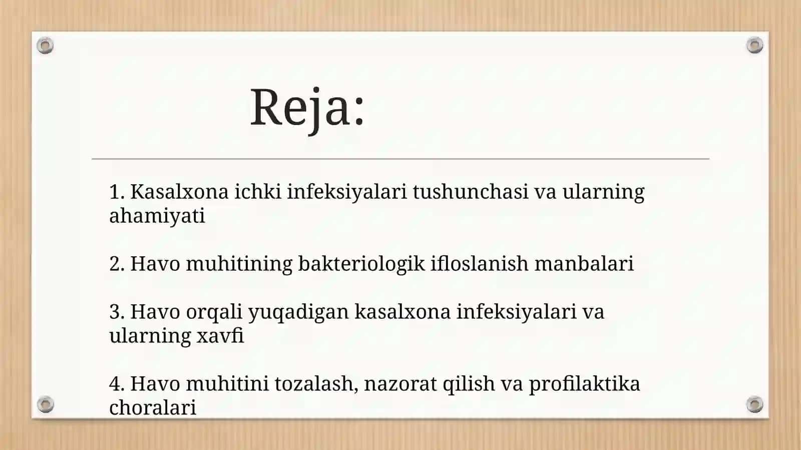 Kasalxona ichki infeksiyalarini kelib chiqishi uchun havo muhitining bakteriologik ifloslanganligining ahamiyati 2