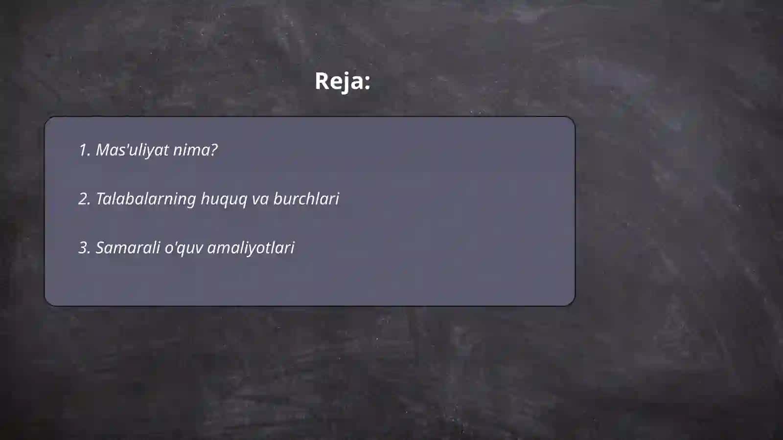 Mas'uliyatli talaba burchagini tashkil etish 2