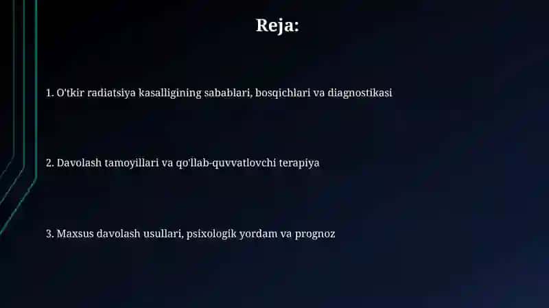 O'tkir radiatsiya kasalligining davolash 2