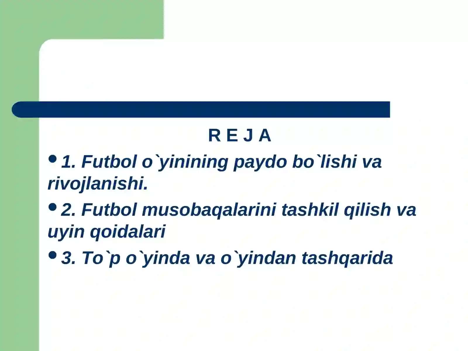 Futbol o`yinning texnikasi tasnifi 2