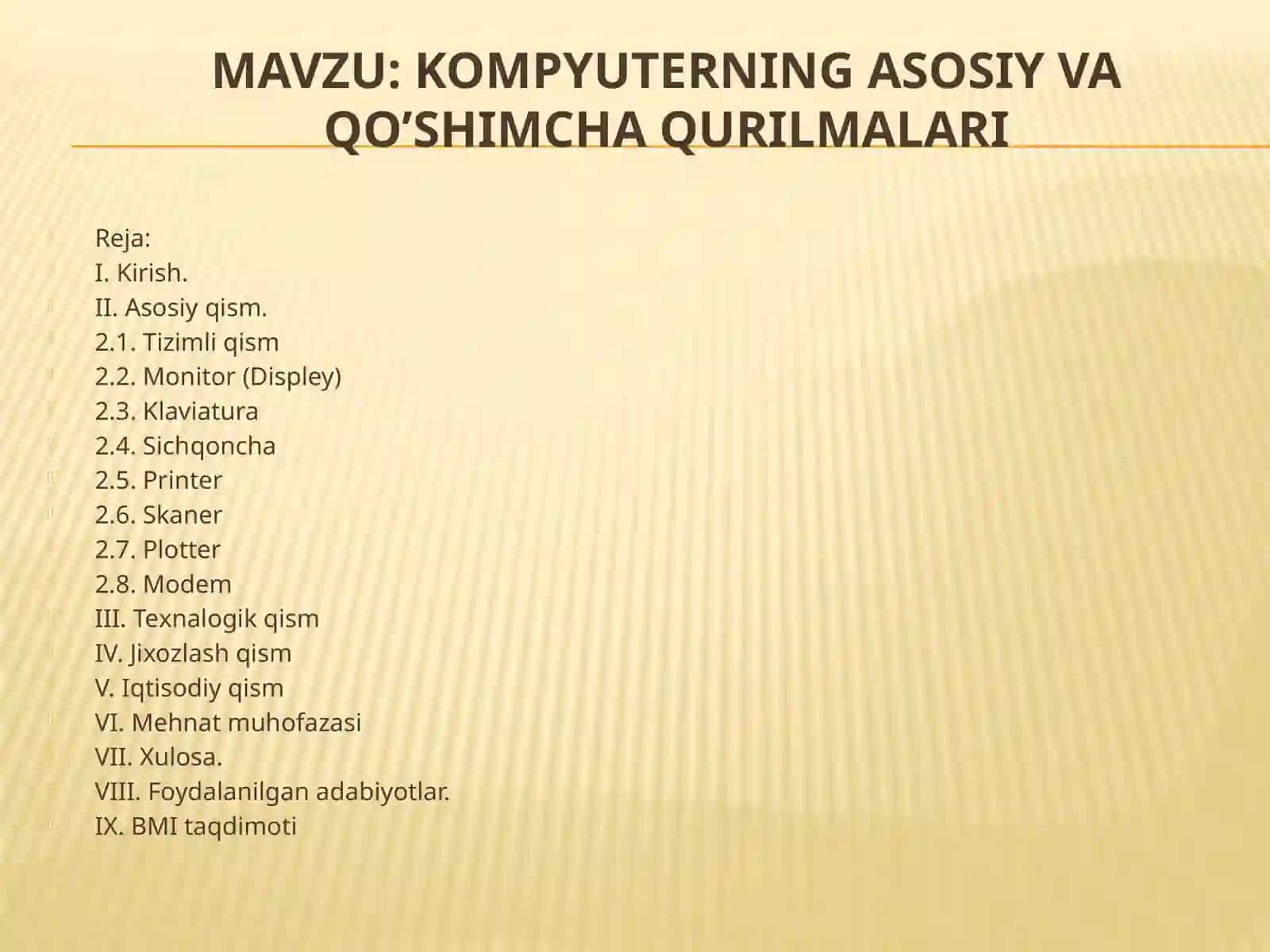 Kompyuterning asosiy va qo'shimcha qurilmalari 2