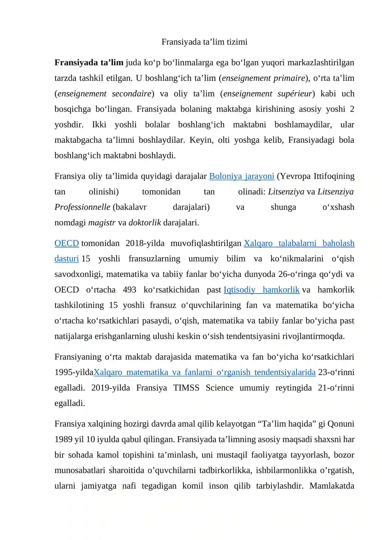 Fransiya respublikasining boshlang’ich ta’limdagi til o’rganish tendensiyalarini o’zlashtirish 2