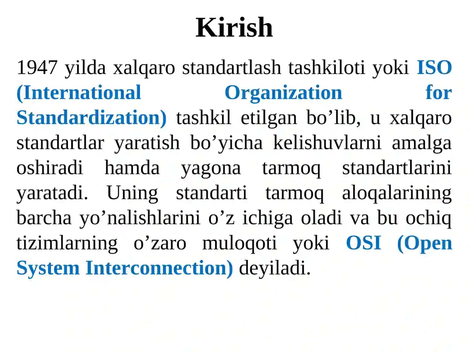 Tarmoqlarning tuzilish tamoyillari. Ma’lumot uzatish modellari (OSI va TCP/IP) 2