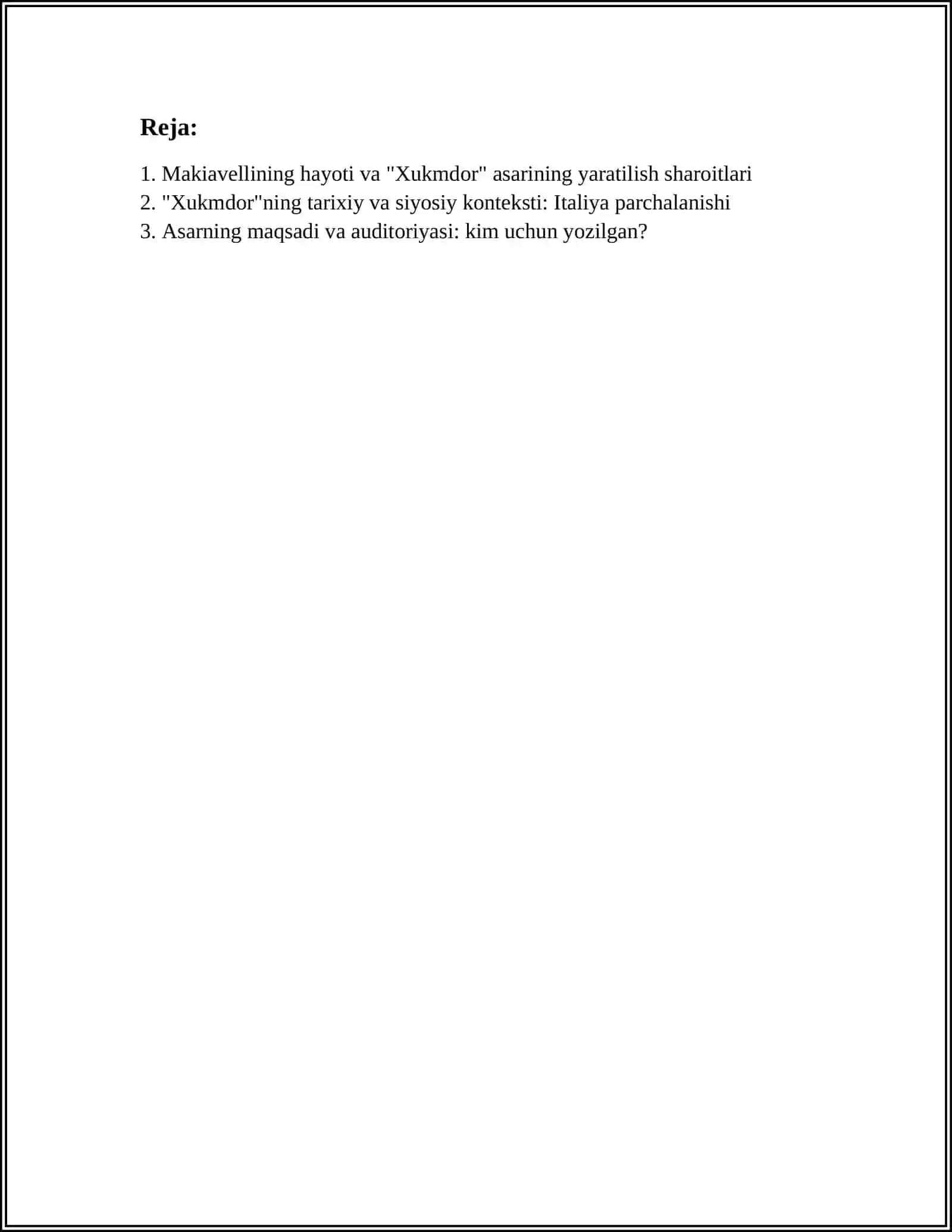 MAKIAVELLINING “XUKMDOR” ASARI BO‘YICHA TAQDIMOT TAYYORLASH 2