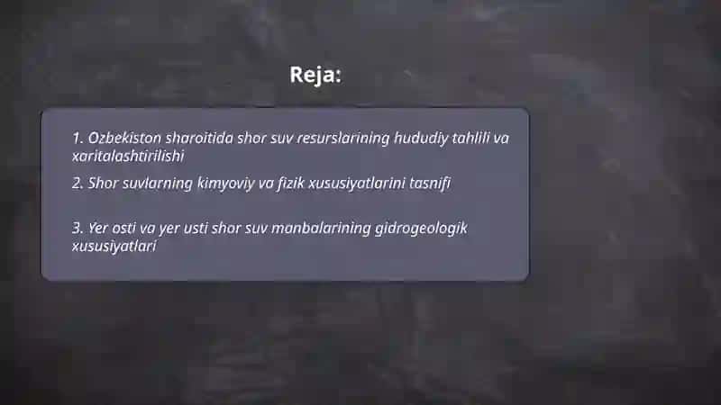Ozbekiston sharoitida shor suvlarni chuchuklashtirish goyasini yaratish 2