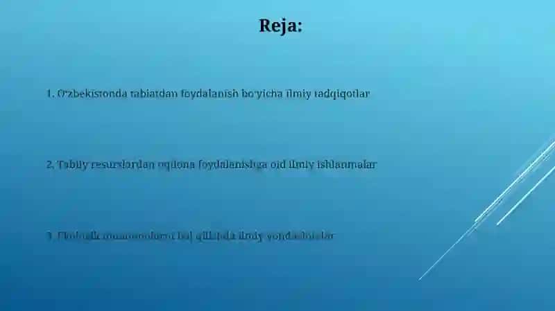 O‘zbekistonda olib boriladigan tabiatdan foydalanishda ilmiy tatqiqotlar 2