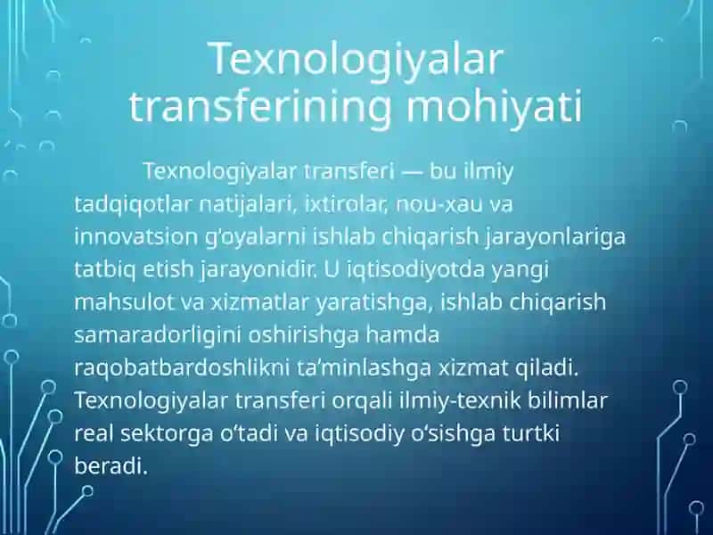 Texnologiyalar transferi 2
