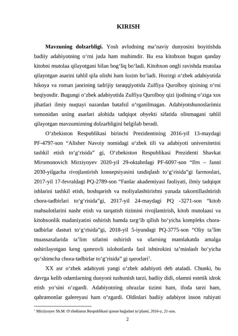 ZULFIYA QURОLBОY QIZINING MASHAQQATLI HAYОT SО‘QMОQLARI RОMANIDA BADIIY ОBRAZ PRОTОTIP, TIP, ХARAKTER TASVIRI 2