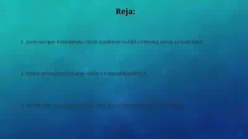 Shikastlangan oʻchoqlarda tibbiy yordamni tashkil qilish 2
