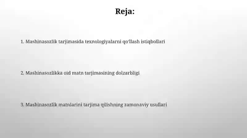 Mashinasozlikka oid matnlar tarjimasi 2