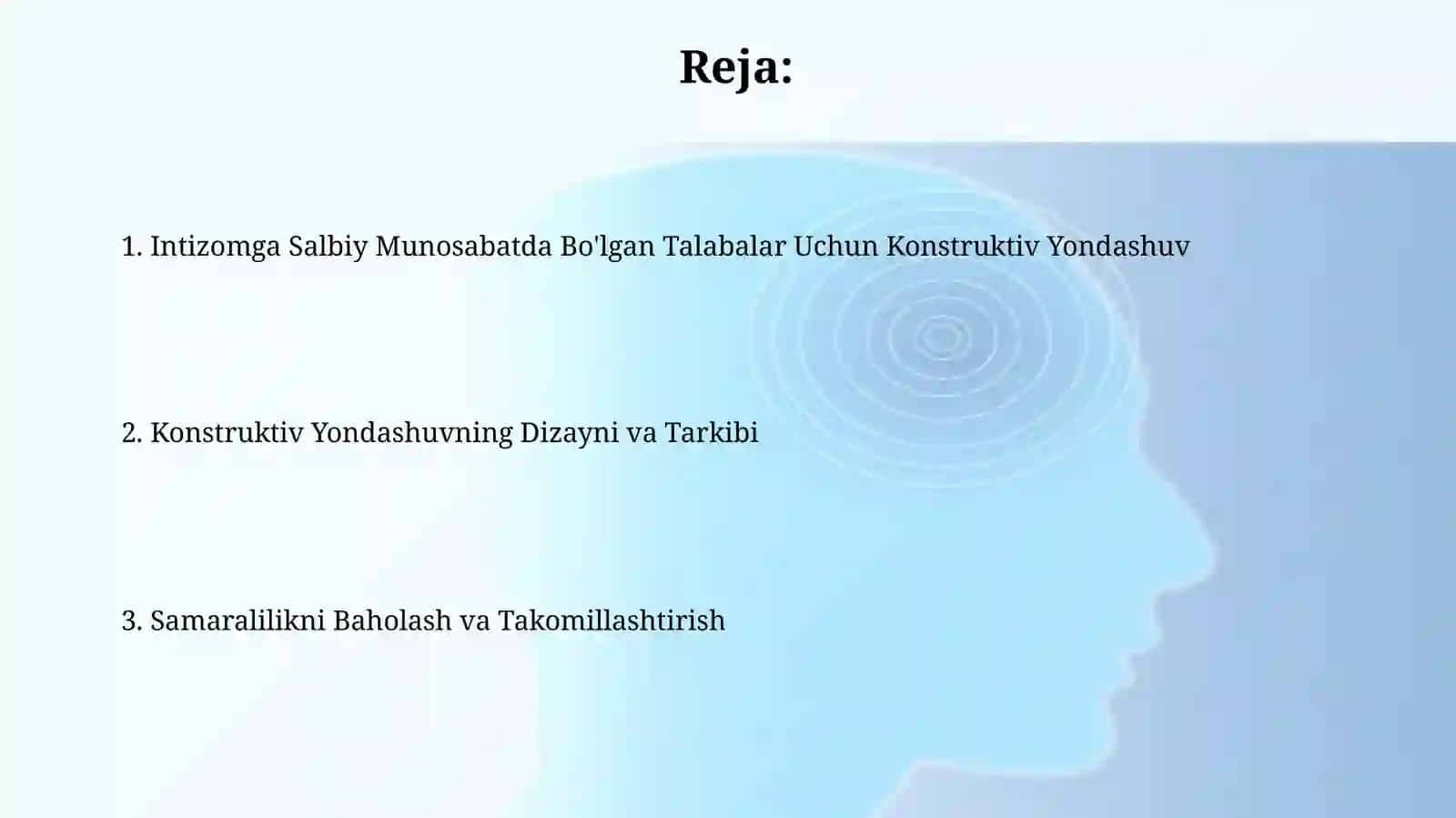 Intizomga salbiy munosabatda bo’lgan talabalarga konstruktiv yondashuv va uni loyihalash 2