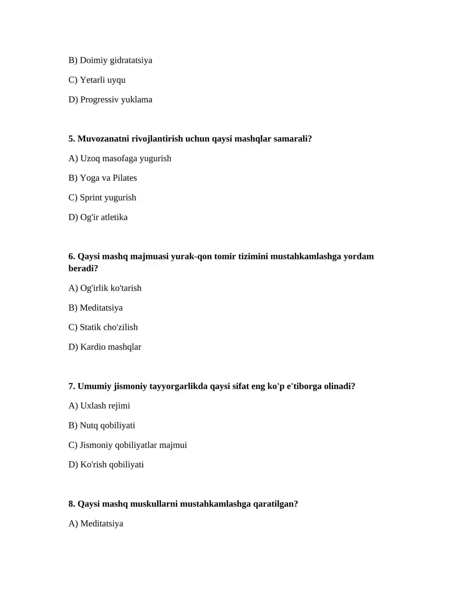 Umumiy jismoniy sifatlarni rivojlantiruvchi mashqlar majmualari 2