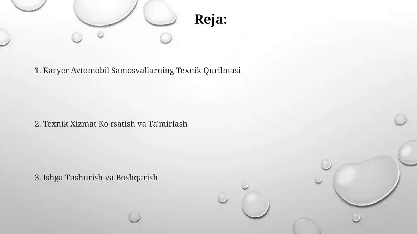 Karyer Avtomobil samasvallarni texnik eksplatatsiya qilish 2