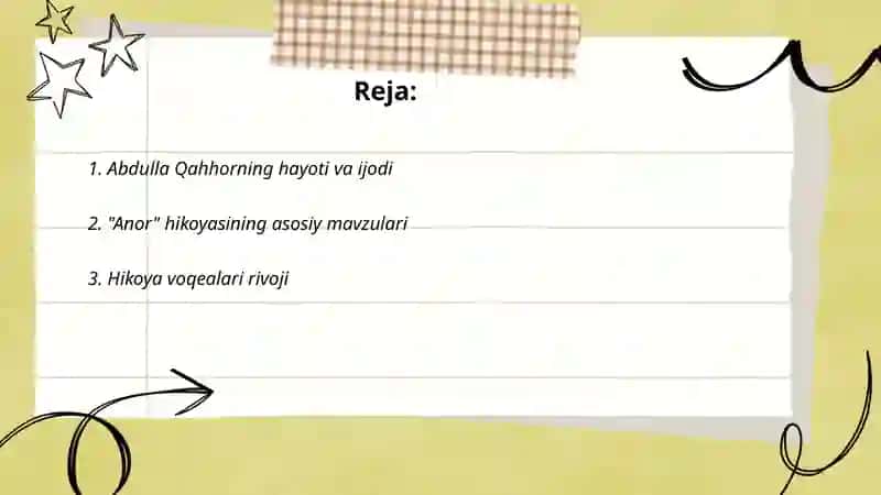 Abdulla Qahhorning "Anor" hikoyasi 2