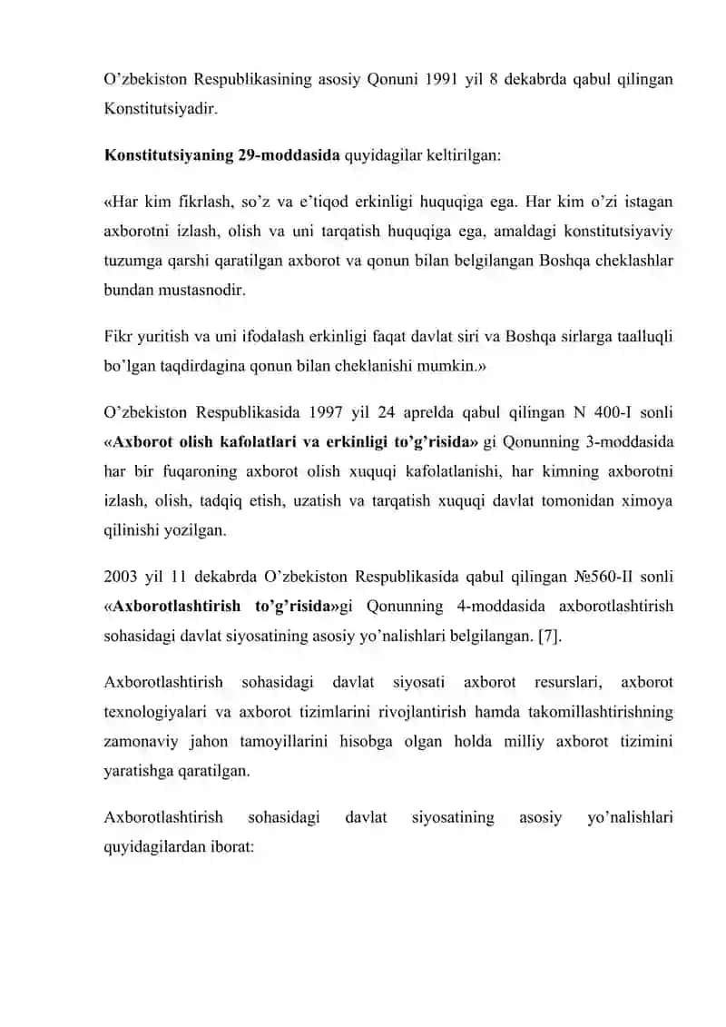 DAVLAT ORGANLARINING MEYORIY HUJJATLARI 2