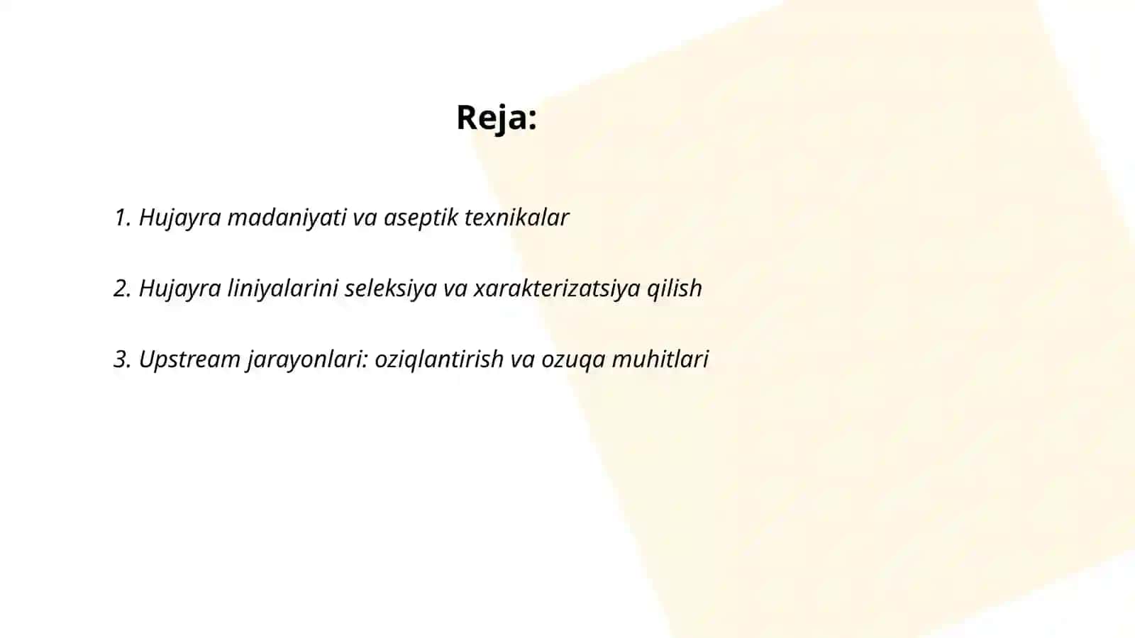 Hujayra muhandisligidagi texnologik jarayonlarni oʻrganish 2