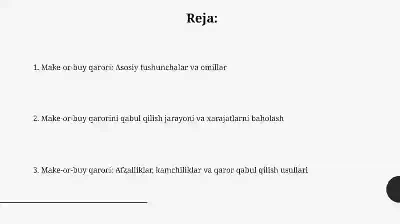 Tayyorlash yoki sotib olish qarorini tahlil qilish 2