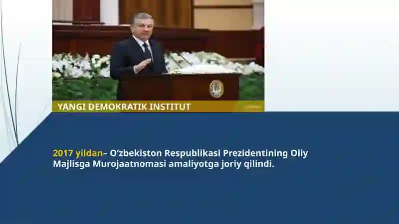 O‘zbekistonda xalqchil parlamentni shakllantirish ISLOHOTLARI 2