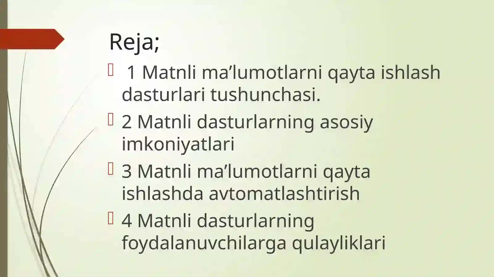 Matnli ma'lumotlarni qayta ishlash dasturlari 2