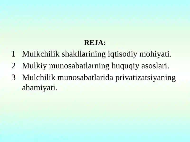 Mulkchilik munosabatlari 2