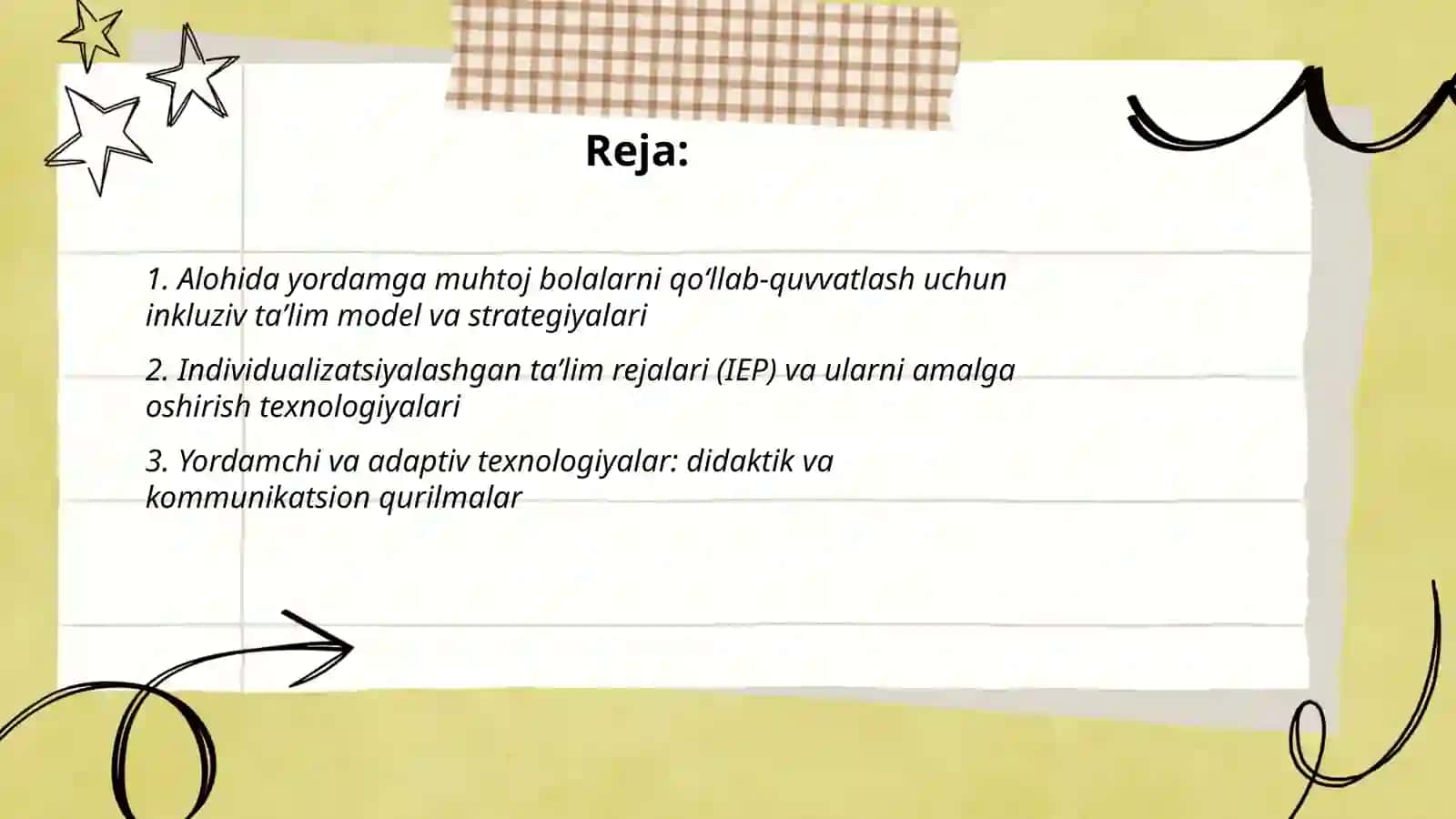 Taʼlim tashkilotlarida alohida yordamga muhtoj bolalarni taʼlim olishini qoʻllab-quvvatlash texnologiyalari 2
