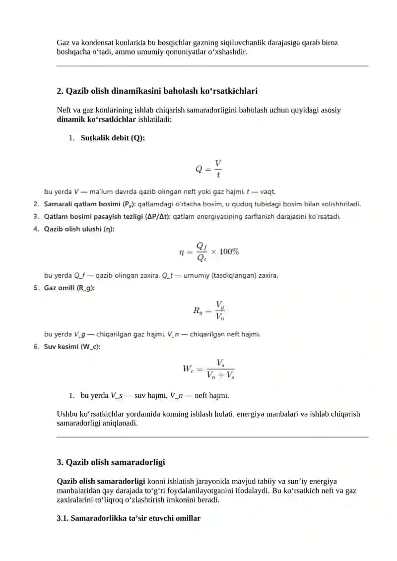 Neft, gaz, kondensat qazib olish dinamikasi 2