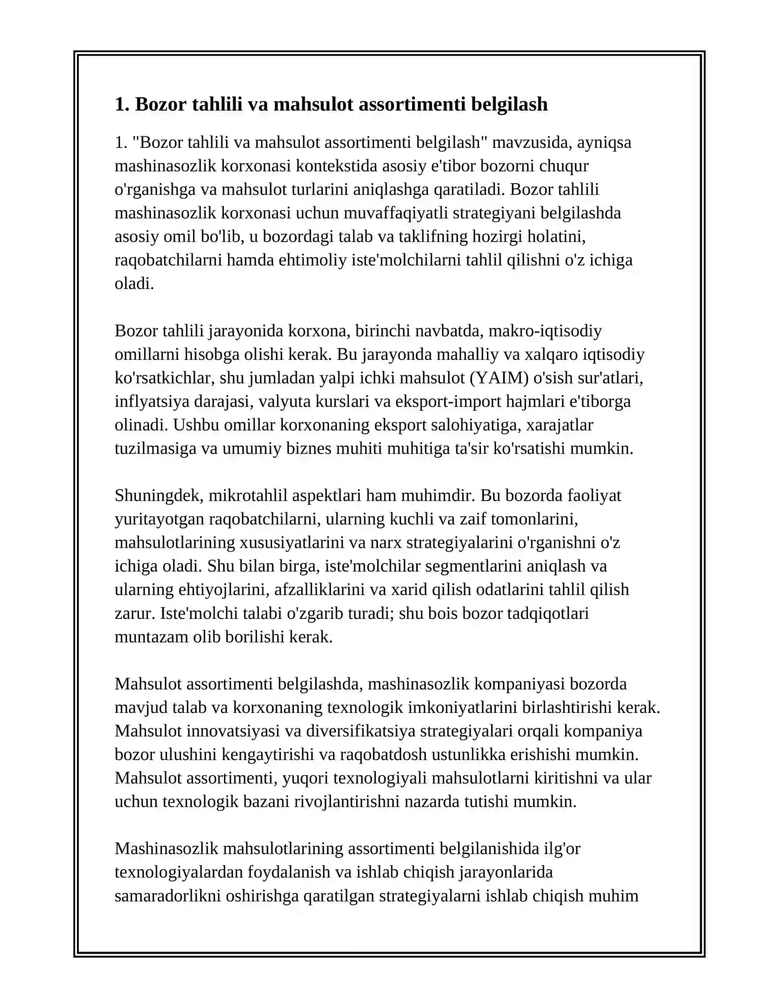 MASHINASOZLIK KORXONASINI ISHLAB CHIQISH (LOYIHALASH) 2