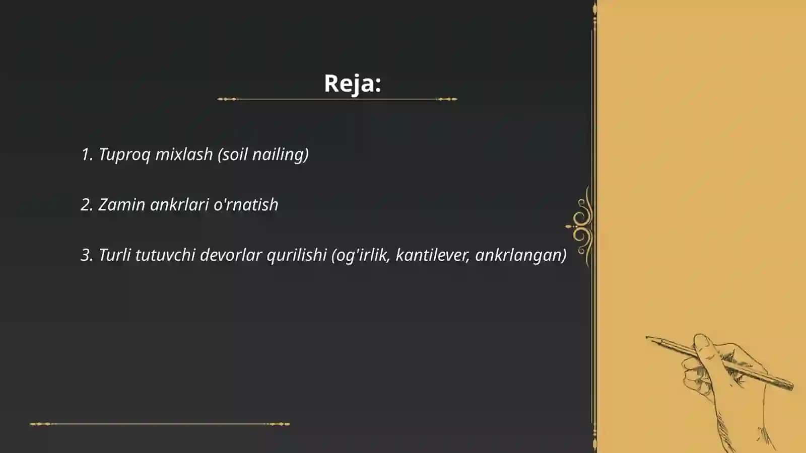 Barqarorlik ishi uchun muhandislik ishlari olib borilishi turlari haqida 2