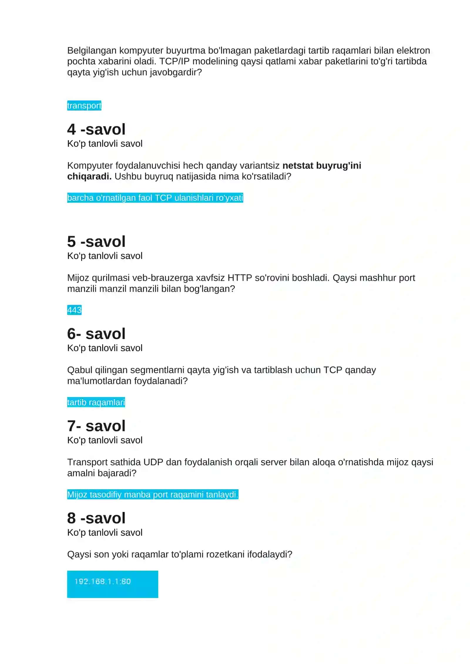 Tekshirish punkti imtihoni: Muayyan vazifalar uchun protokollar 2