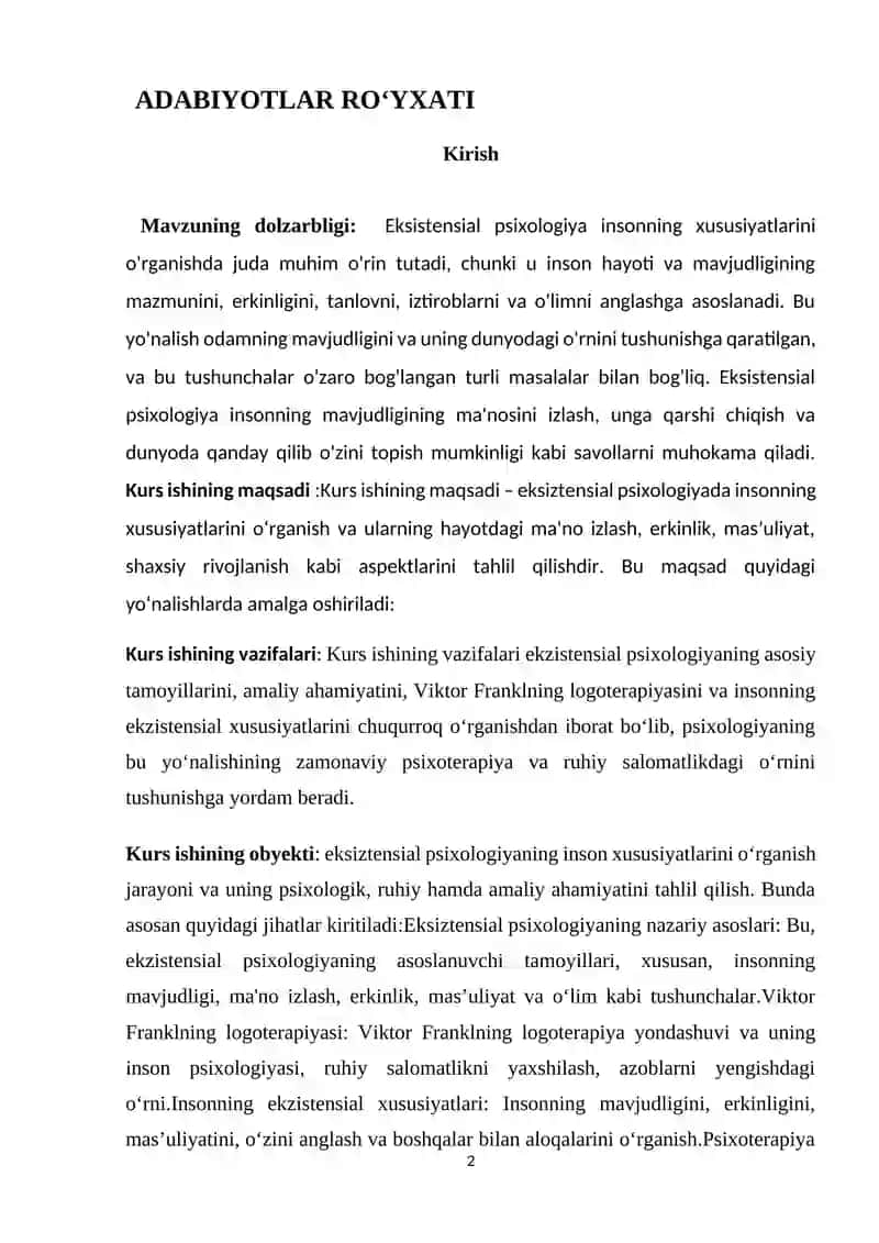 Eksiztensial psixologiyda insonning xususiyatlari Farnkl 2