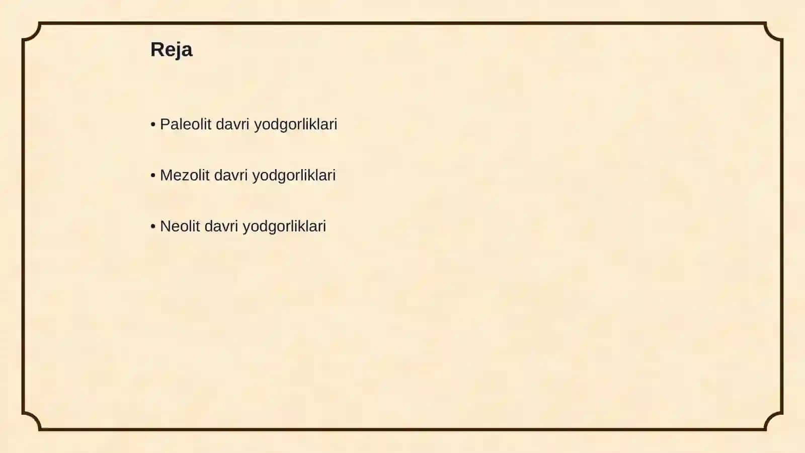Oʻrta Osiyo paleolit,mezolit,Neolit,eniolit davri yodgorliklari 2