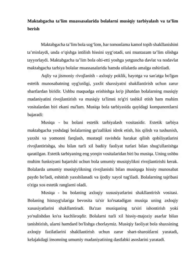 Bolalarni Mustaqil Musiqiy Faoliyatining Tengdoshlari Bilan Hamkorlikdagi O’rni 2