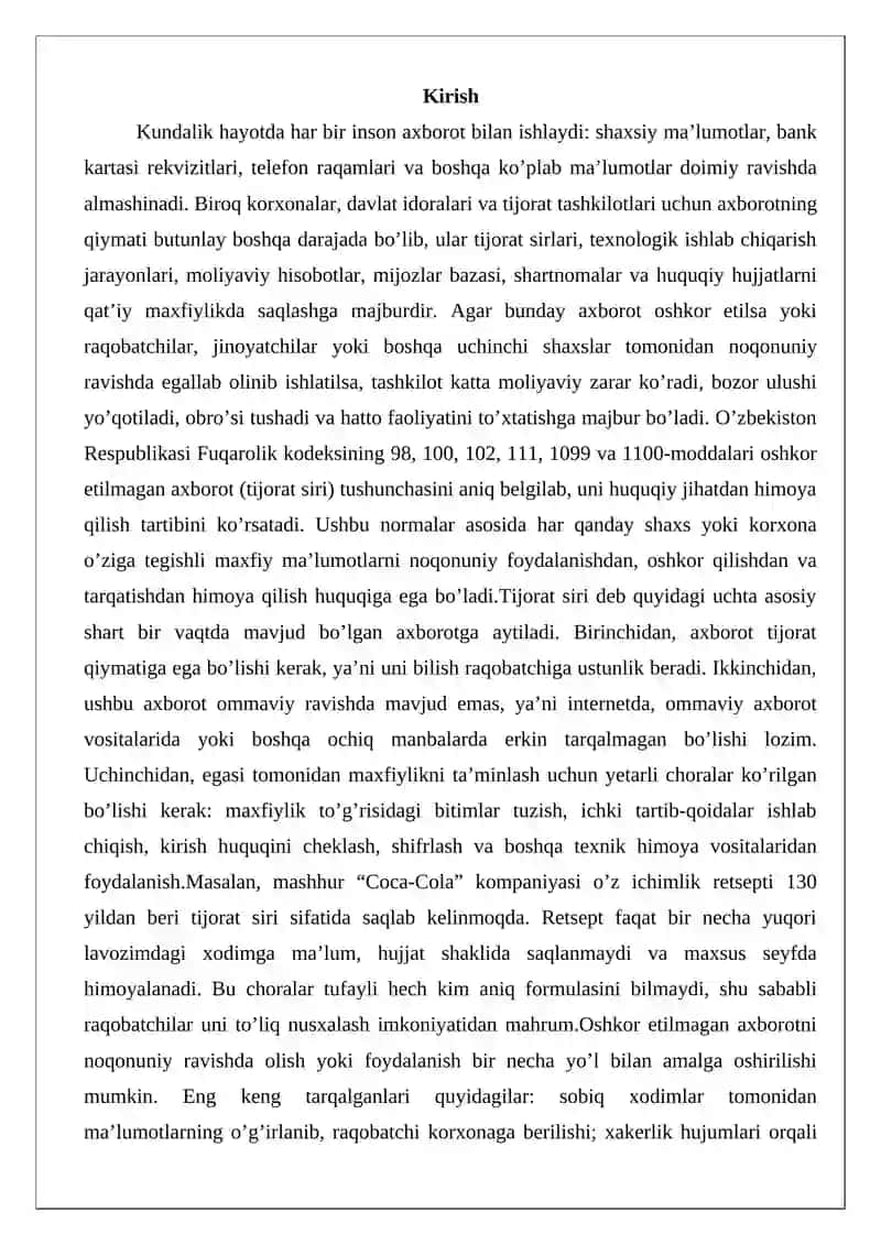 Oshkor etilmagan axborotni noqonuniy foydalanishdan muhofaza qilis 2