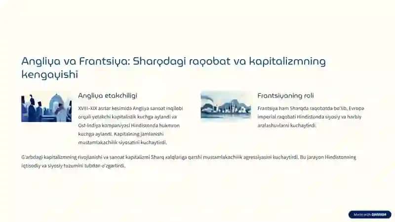 XIX–XX asr boshlarida Hindiston: mustamlakachilik, qarshilik va milliy uyg’onish 2