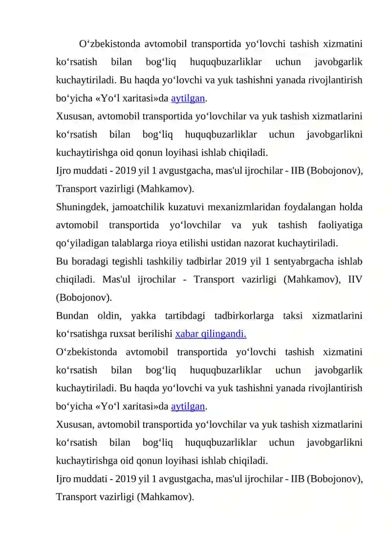 Yo'lovchi va yuk tashish huquqbuzarliklari 2