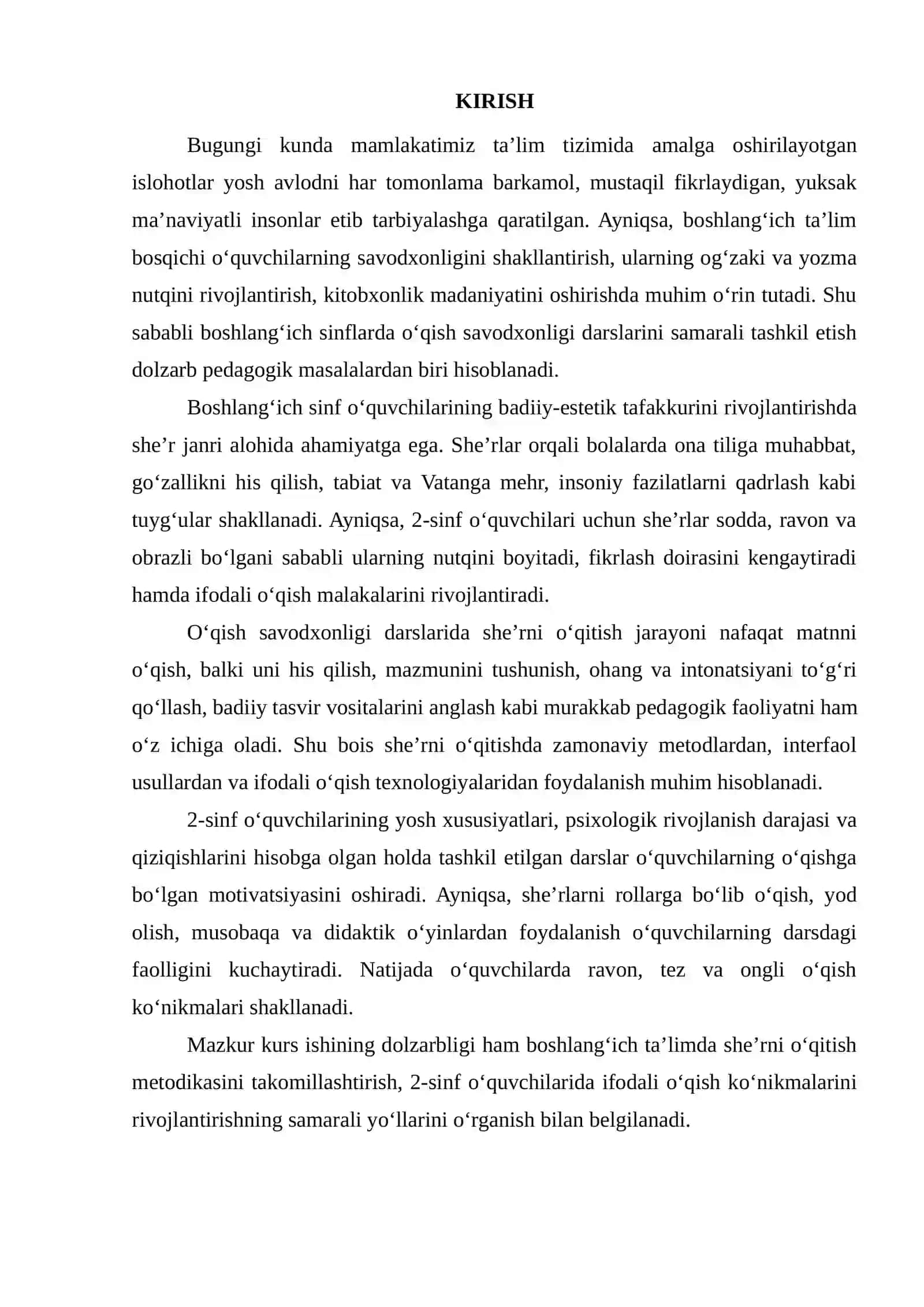 O‘QISH SAVODXONLIGI DARSLARIDA SHE’RNI O‘QISH METODIKASI (2 – SINF) 2