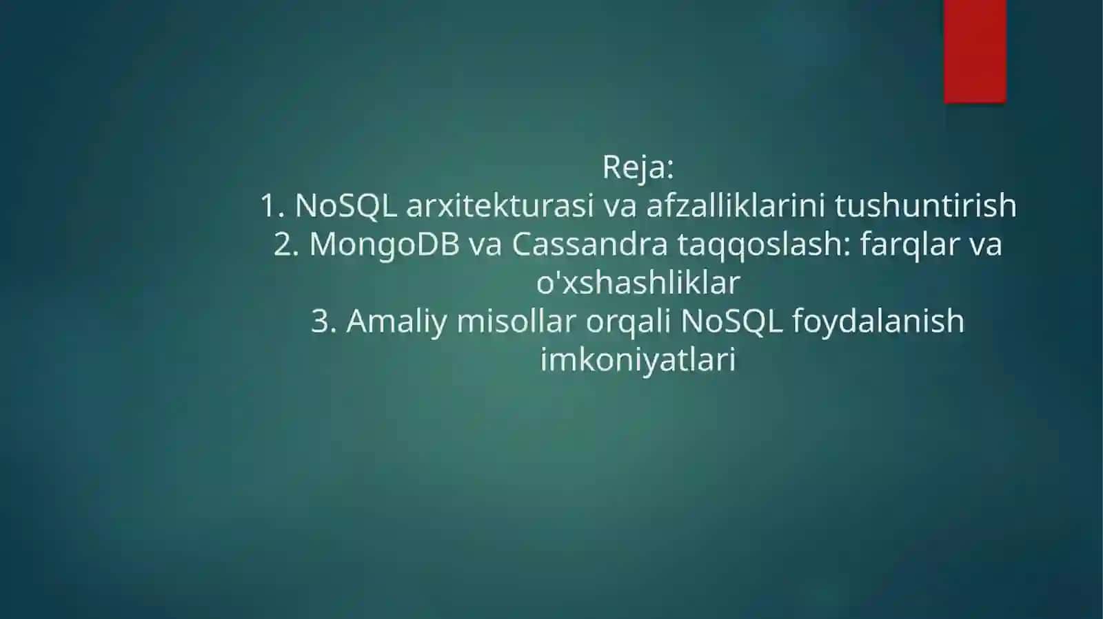 NoSQL ma'lumotlar bazalari: MongoDB va Cassandra 2