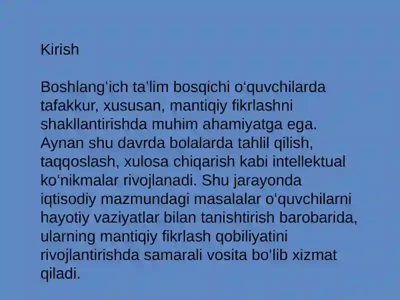 Iqtisodiy mavzudagi masalalarni yechish 2