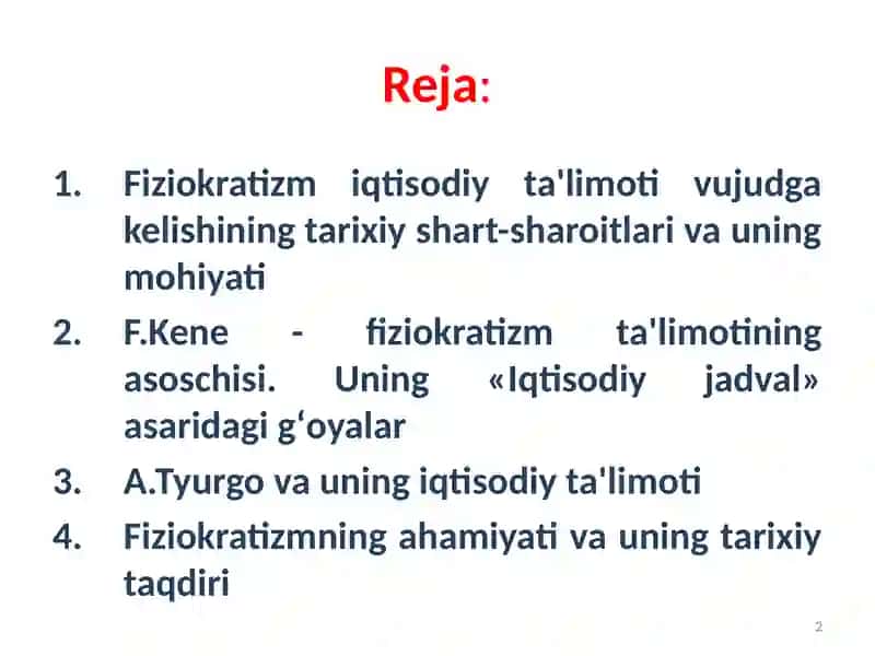 FRANSIYADA FIZIOKRATLAR MAKTABINING SHAKLLANISHI VA RIVOJLANISHI 2
