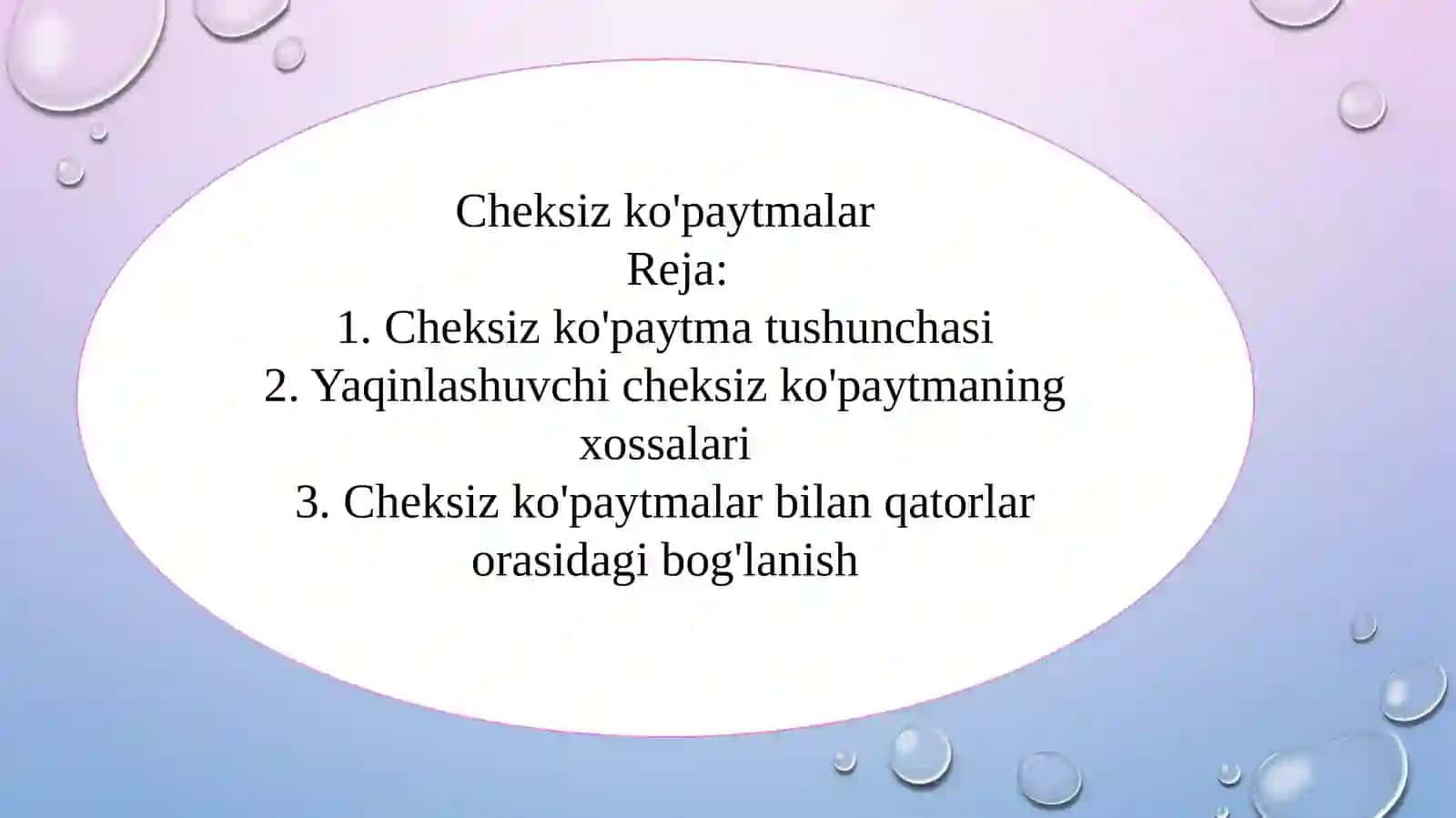 Cheksizko’paytma 2