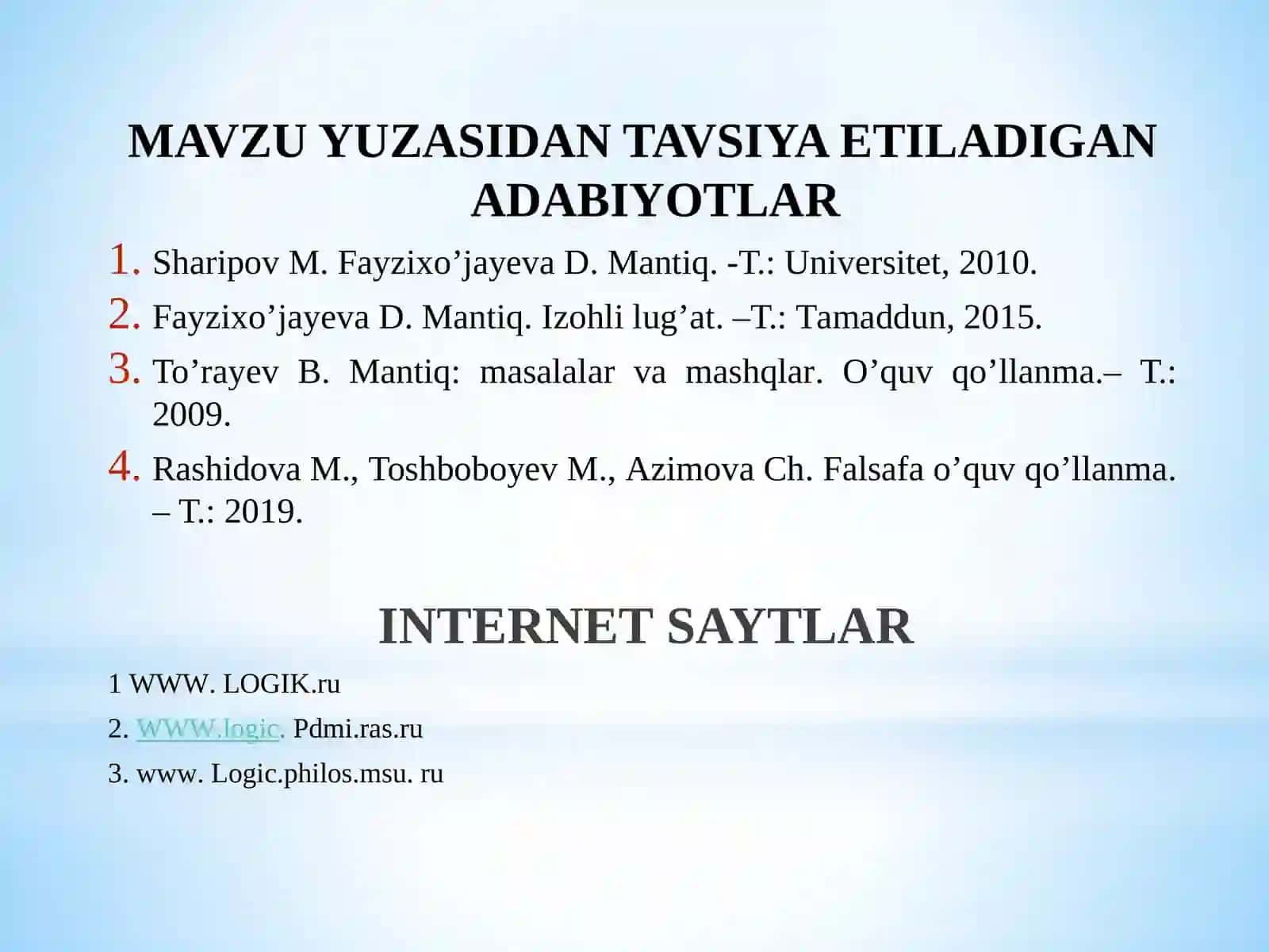 Mantiq ilmining predmeti va ahamiyati 2
