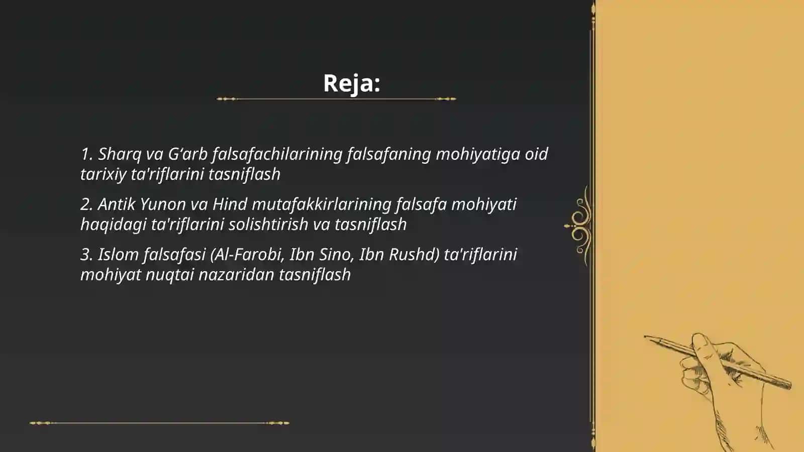 Falsafaning mohiyatiga oid Sharq va Gʻarb mutafakkirlari ta'riflarini tasniflash 2