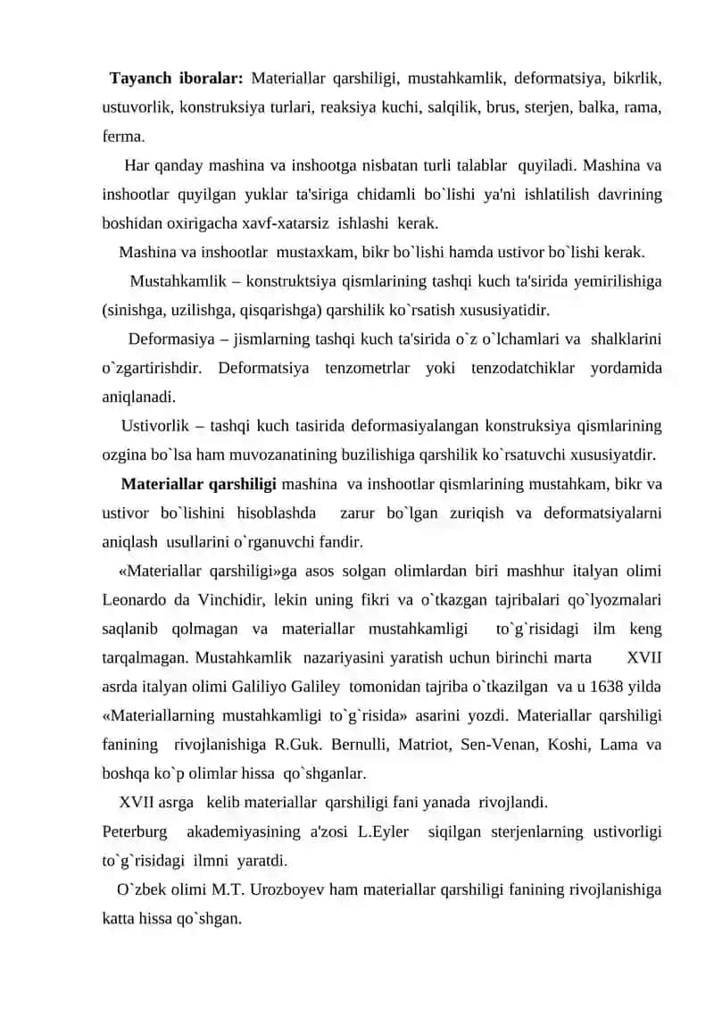 Materiallar qarshiligi 2