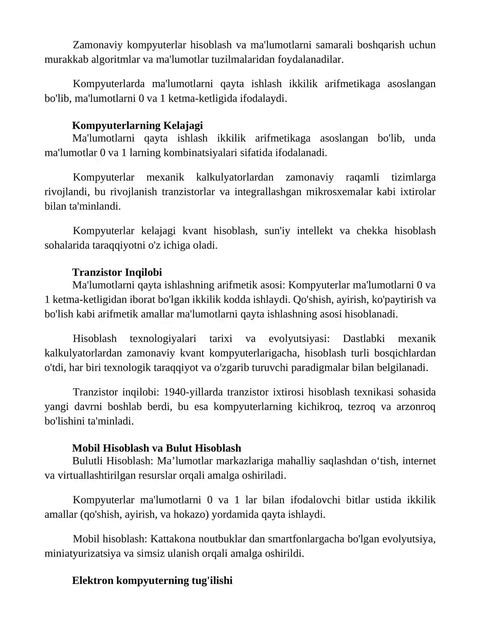 Xisoblash texnikasi rivojlanish tarixi va avlodlari 2