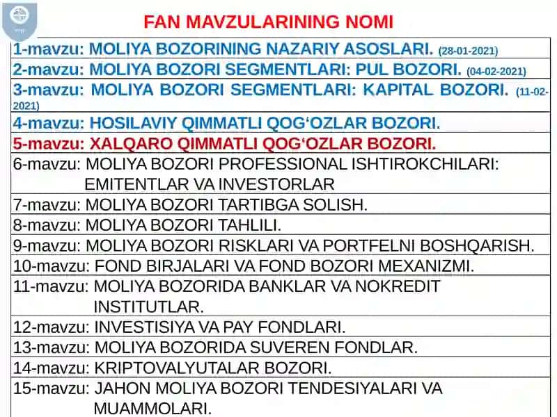 MOLIYA BOZORI 2