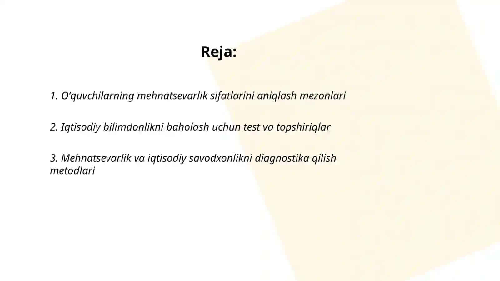 Oʻquvchilarning mehnatsevarlik sifatlari va iqtisodiy bilimdonligini tashxislash 2