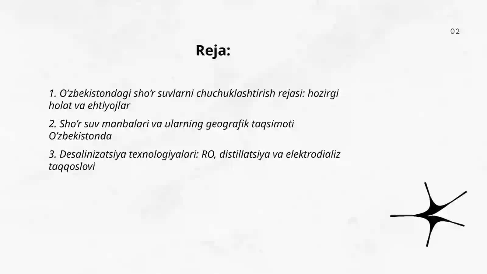 O’zbekistondagi sho’r suvlarni chuchuklashtirish rejasi 2