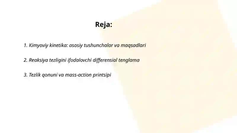 Kimyoviy kinetika. Reaksiya tezligini ifodalash 2