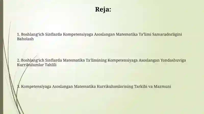 Boshlangʻich Sinflarda Kompetensiyaga Asoslangan Matematika Taʼlimi Samaradorligini Baholash 2